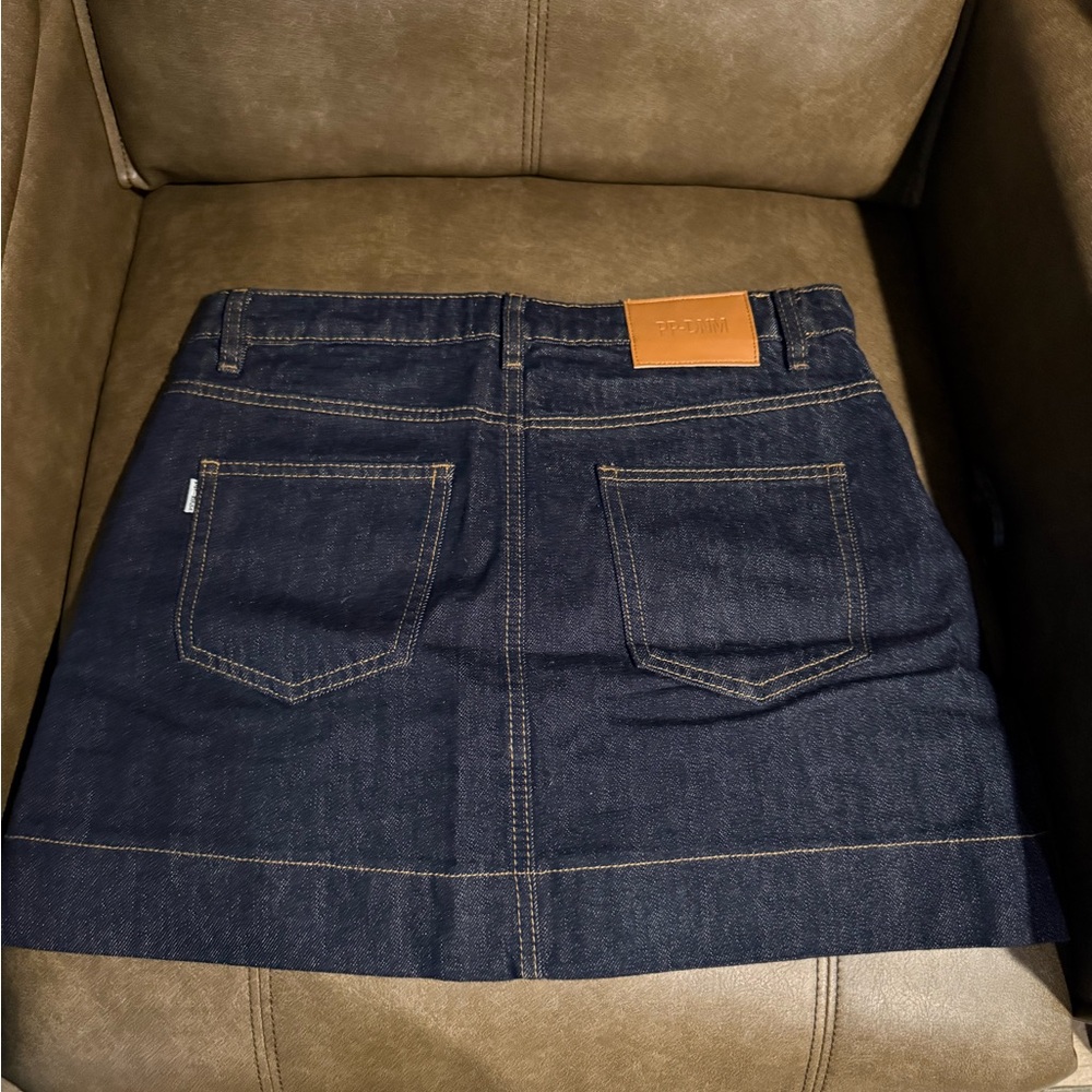 Princess Polly Dark Blue Denim Mini Skirt with Front Pockets - Picture 2 of 2